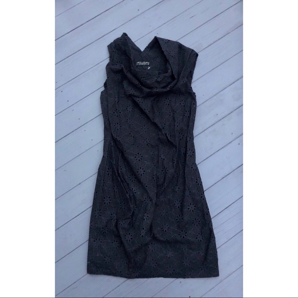 All Saints black cowl neck eyelet mini dress S - Picture 4 of 8